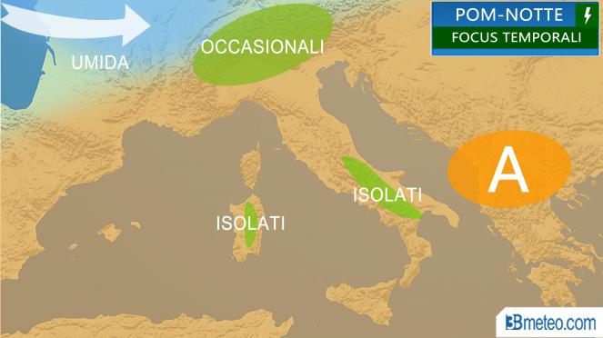 Il tempo atteso nelle prossime ore in Italia