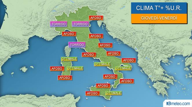Il tipo di clima previsto tra giovedì e venerdì sull'Italia