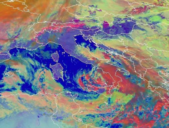 Il vortice in azione al Sud ripreso dal Satellite. Fonte EUMETSAT