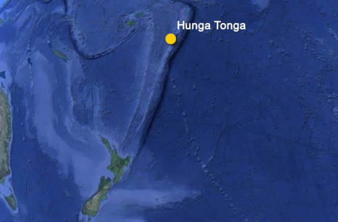 The Hanga Tonga Volcano is located here