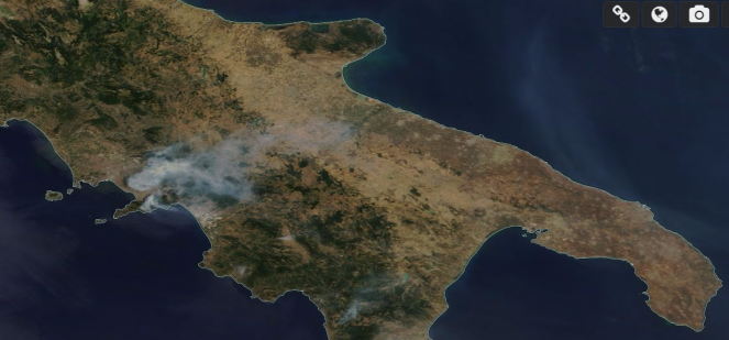 Incendi in Campania visti dal satellite
