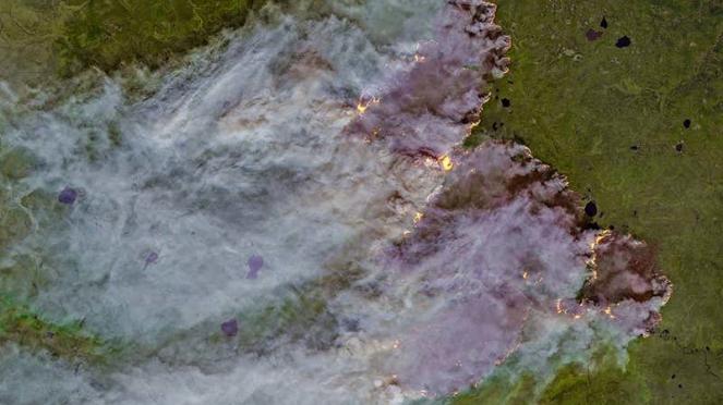 Incendi sul Circolo Polare Artico visti dai satelliti meteorologici