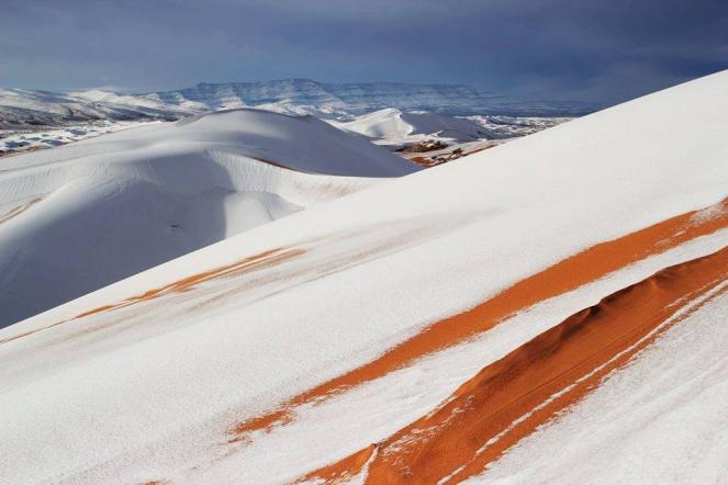 Innevate le dune algerine in località Ain Sefra. (Fonte immagine: Tomasz Wasilewski via twitter)