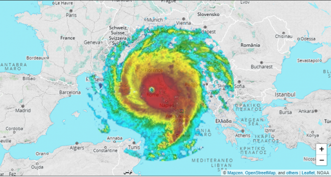 Irma posizionato sull'Italia