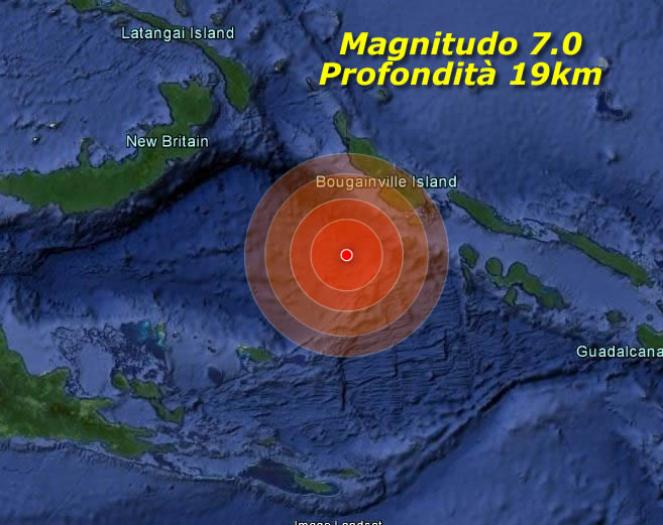 Isole Salomone, terremoto di magnitudo 7.0 epicentro in mare