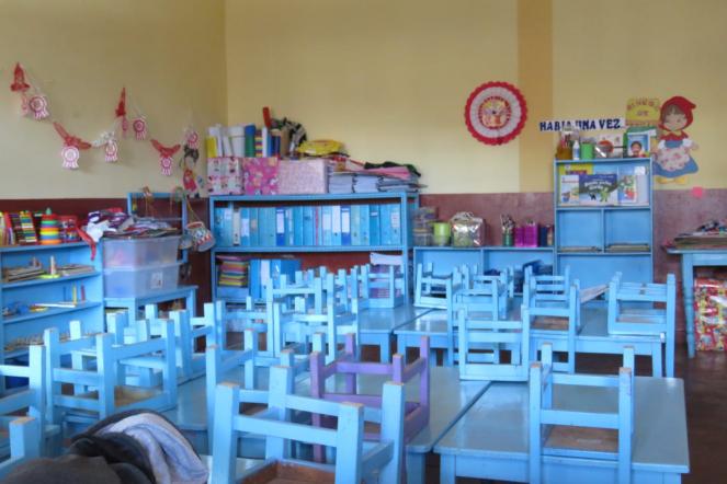 L'interno della scuola materna Juan Bautista