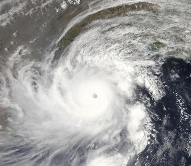 L'occhio del ciclone Fani il 2 maggio, nel Golfo del Bengala