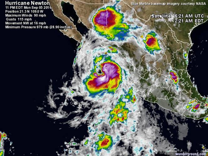 L'uragano Newton visto dal satellite