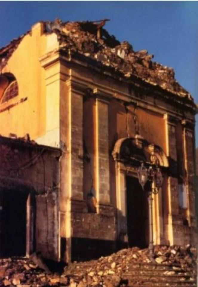 La chiesa di Fleri dopo il terremoto del 1984