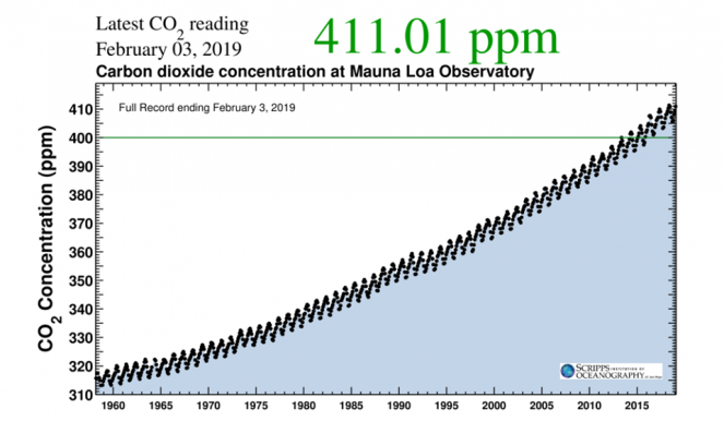 La concentrazione della CO2 in atmosfera continua ad aumentare 