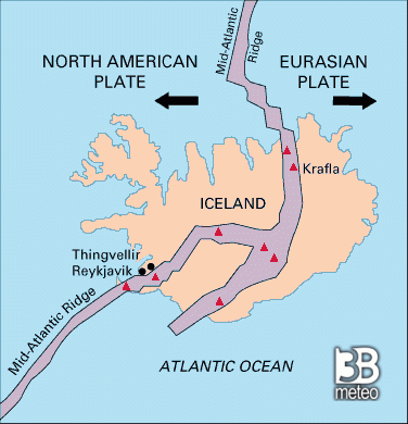 La dorsale medio oceanica attraversa tutta l'Islanda