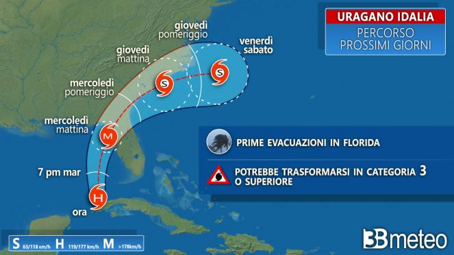 Cronaca meteo. L'uragano Idalia punta la Florida e si intensifica. Landfall mercoledì come categoria 3