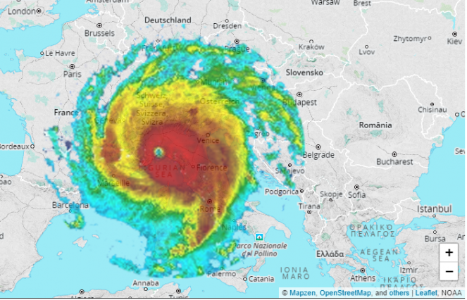 La simulazione di Irma sulla Liguria