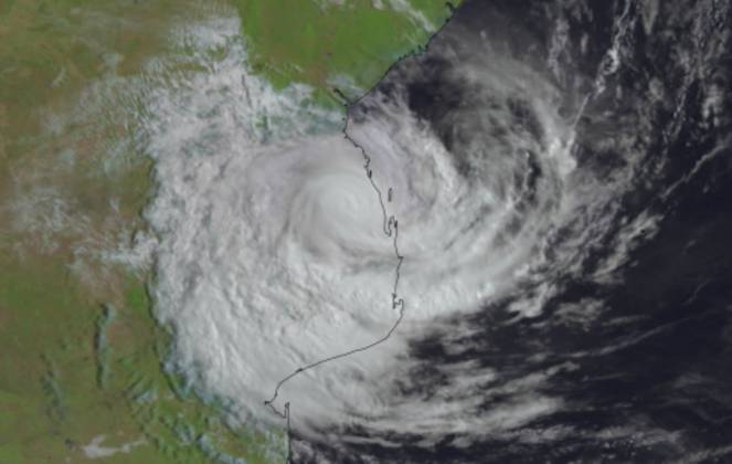 La tempesta tropicale Filipo al momento del landfall
