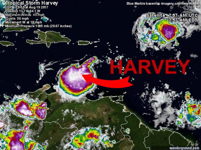 La tempesta tropicale Harvey