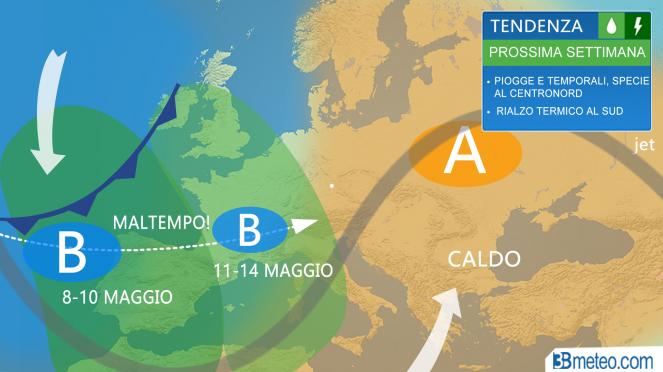 La tendenza meteo sull'Italia per la prossima settimana