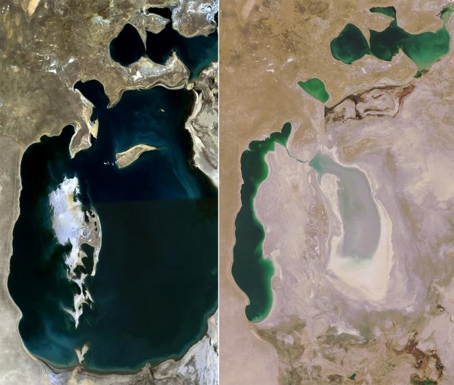 Lago Aral 1989-2008. Fonte wikipedia