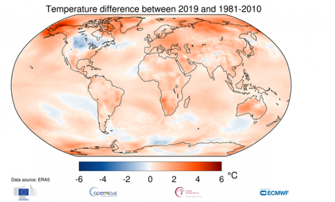 Le anomalie termiche a 2 metri di altezza rispetto alla media 1981-2010. Dati Copernicus Climate Change Service (C3S)/ECMWF.