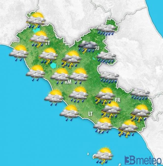 Le previsioni meteo sul Lazio per domenica pomeriggio
