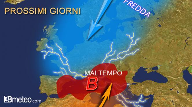 maltempo in Italia. piogge a tratti abbondanti