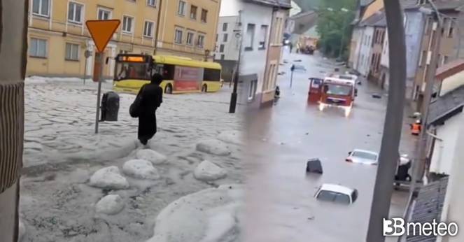 Cronaca meteo - Violenti temporali, intense grandinate e alluvioni flagellano anche il Centro Europa. Video