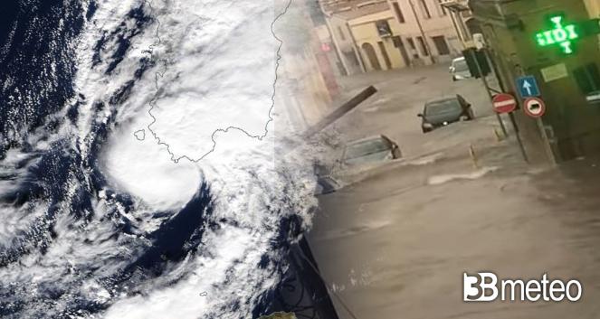Maltempo sull'Italia, alluvione in Sardegna ((immagine sat da eosdis worldview) 
