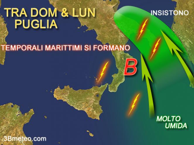 maltempo sulla Puglia tra domenica e lunedì