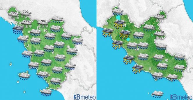 Maltempo Toscana e Lazio: previsioni meteo prossime ore