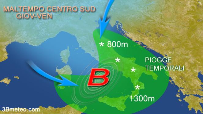 maltmpo in Italia con ciclone mediterraneo