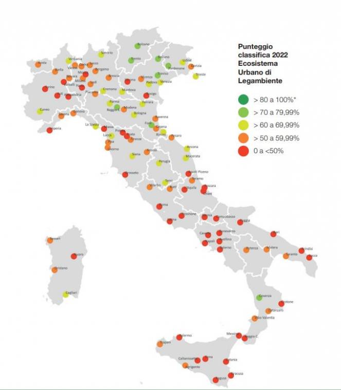 Mapa de Sostenibilidad Urbana de Lega Ambiente