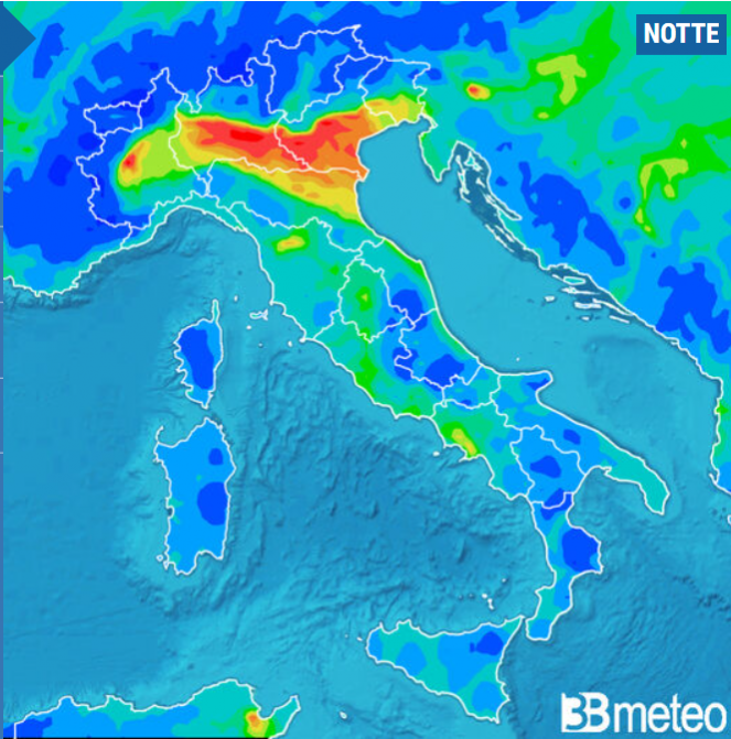 Mappa qualità aria notte capodanno Italia