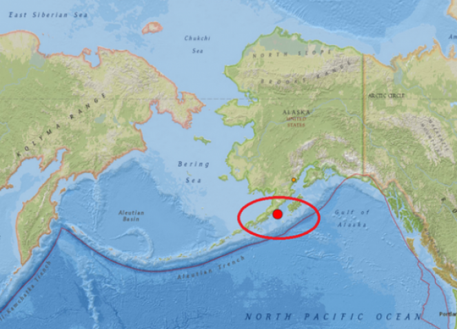 Mappa sulla quale è indicato l'epicentro del sisma