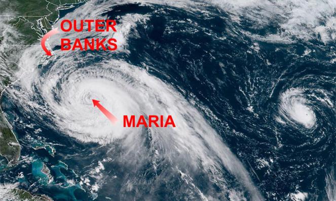 Maria si avvicina agli Outer Banks del North Carolina