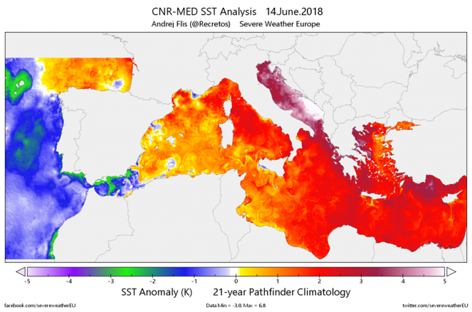 Mediterraneo troppo caldo, 5° in più della norma
