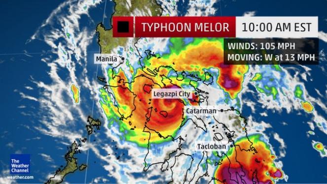 Melor tifone di categoria 4 si abbatte sulle Filippine