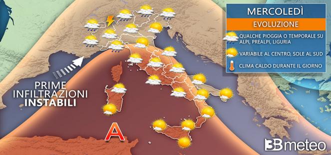 Mercoledì: primi rovesci e temporali su Alpi, Prealpi e Liguria