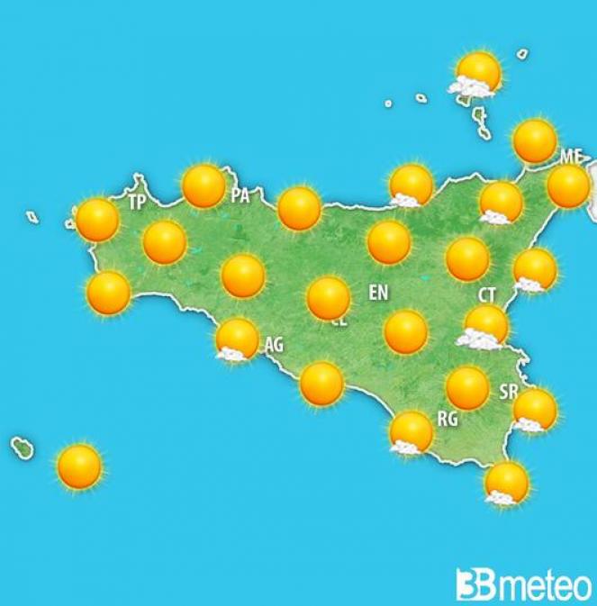 Mercoledì soleggiato sulla Sicilia
