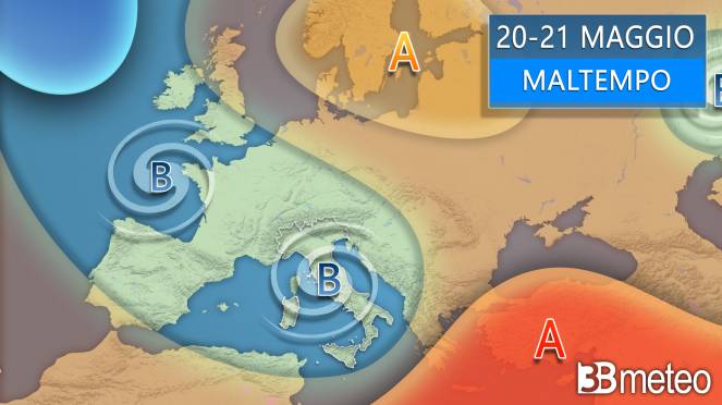 Meteo 20-21 maggio, forte maltempo su parte d'Italia
