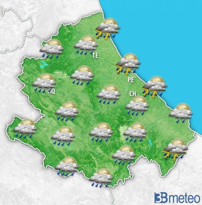 Meteo Abruzzo forte maltempo temperature in calo tra Giovedì e Venerdì