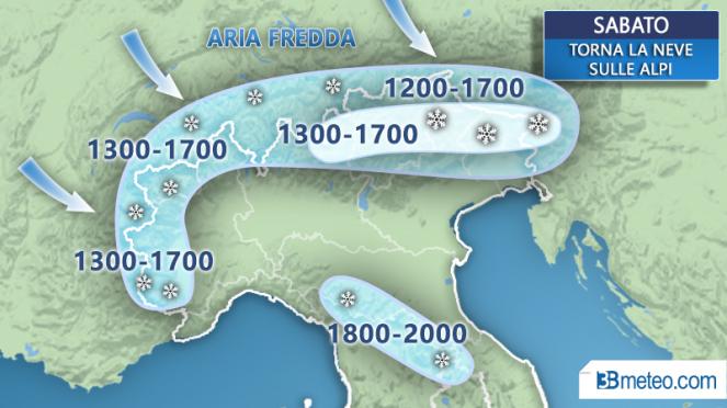 Meteo Alpi: focus neve in arrivo sabato