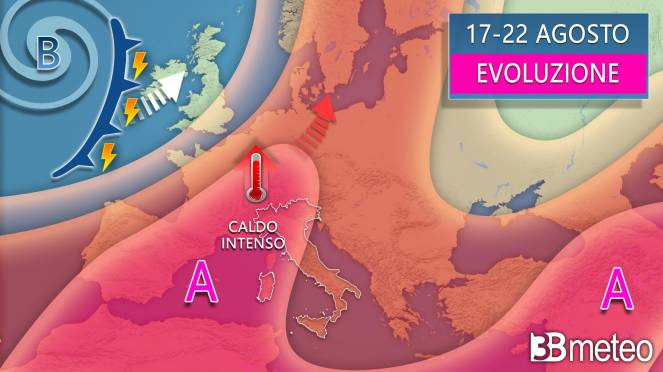 Meteo - Anticiclone africano e gran caldo sull'Italia almeno fino al 21/22 agosto