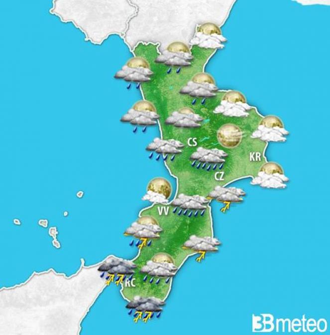 Meteo Calabria: la situazione prevista sabato sera
