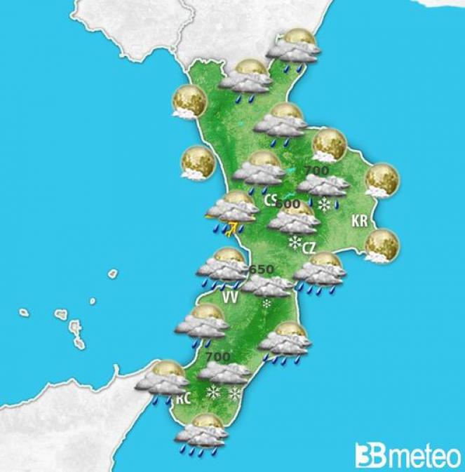 meteo Calabria lunedì 10 notte