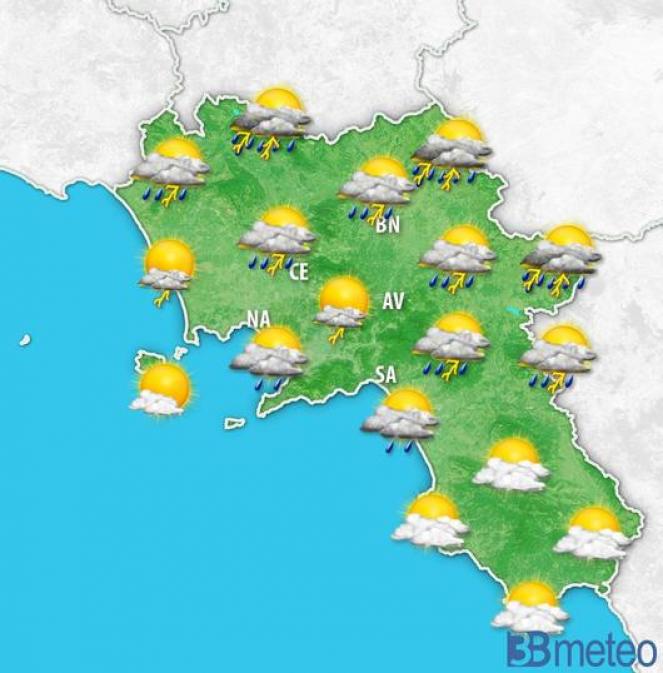 Meteo Campania, imminente peggioramento, prossime ore con forti temporali e grandine