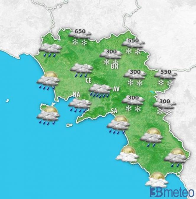 Meteo Campania previsione per il giorno 18 Gennaio