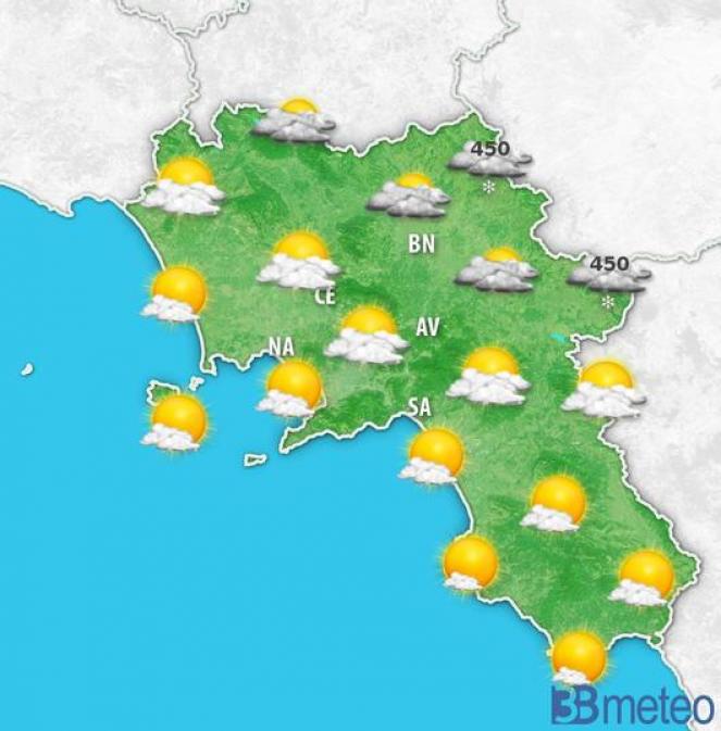 Meteo Campania previsione per Venerdì 23 