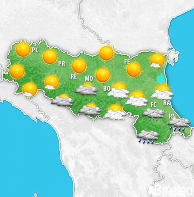 Meteo Emilia Romagna. Previsione per domenica pomeriggio
