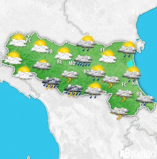 Meteo Emilia Romagna. Previsione per martedÃ¬ pomeriggio