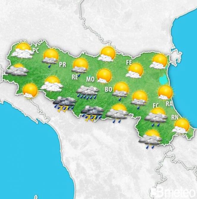 Meteo Emilia Romagna. Previsione per venerdì pomeriggio