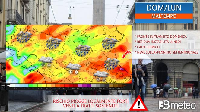 Meteo Emilia Romagna: domenica di maltempo